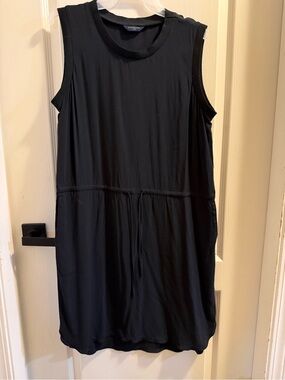 Denver Hayes Black Sleeveless Drawstring Mini Dress